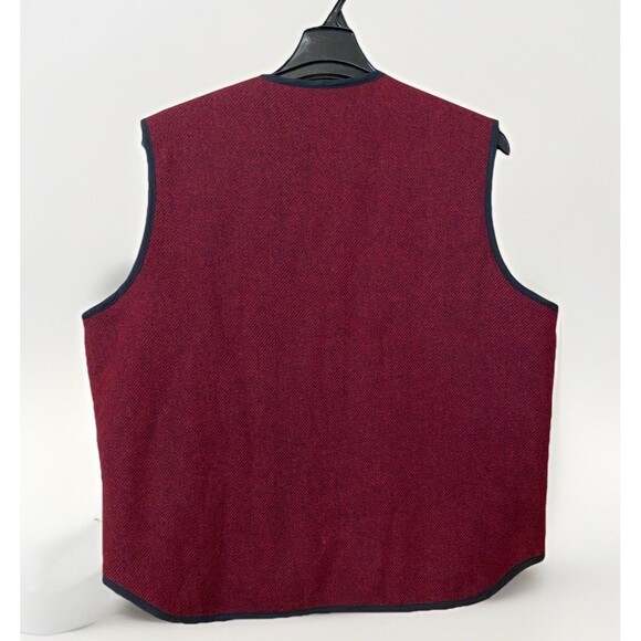 VTG Woolrich Vest Mens Large Red Black Wool Sherpa Lined Zip Lumberjack Outdoor - Picture 3 of 10